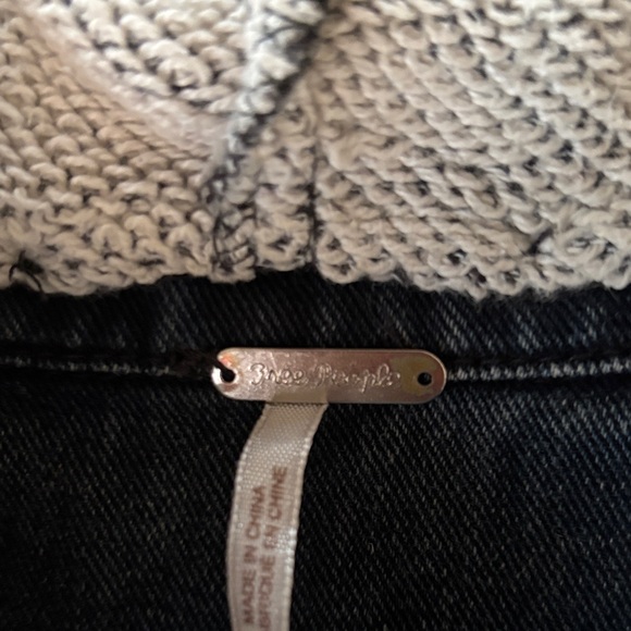 Free People Denim Jacket with Black and Gray Accents & Removable Hood.  L - Picture 2 of 16